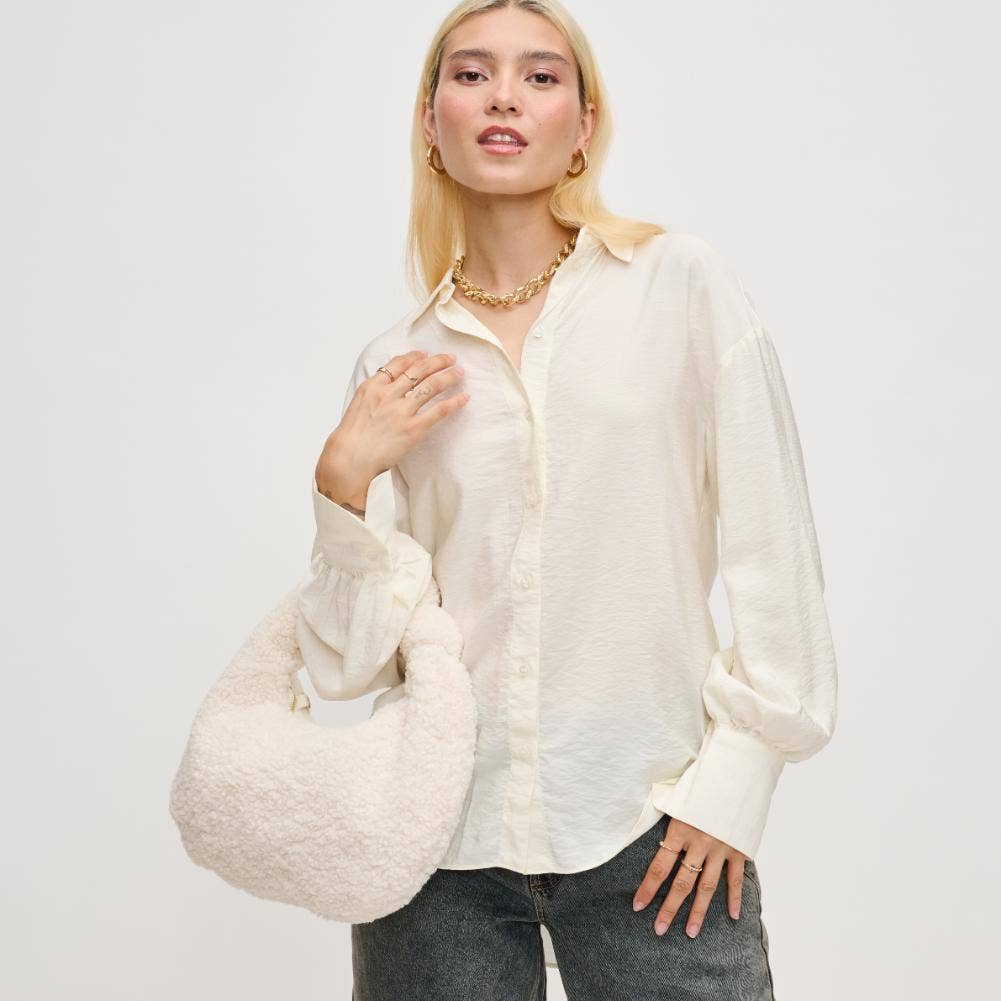 Charlene Sherpa Shearling Shoulder Bag: Ivory