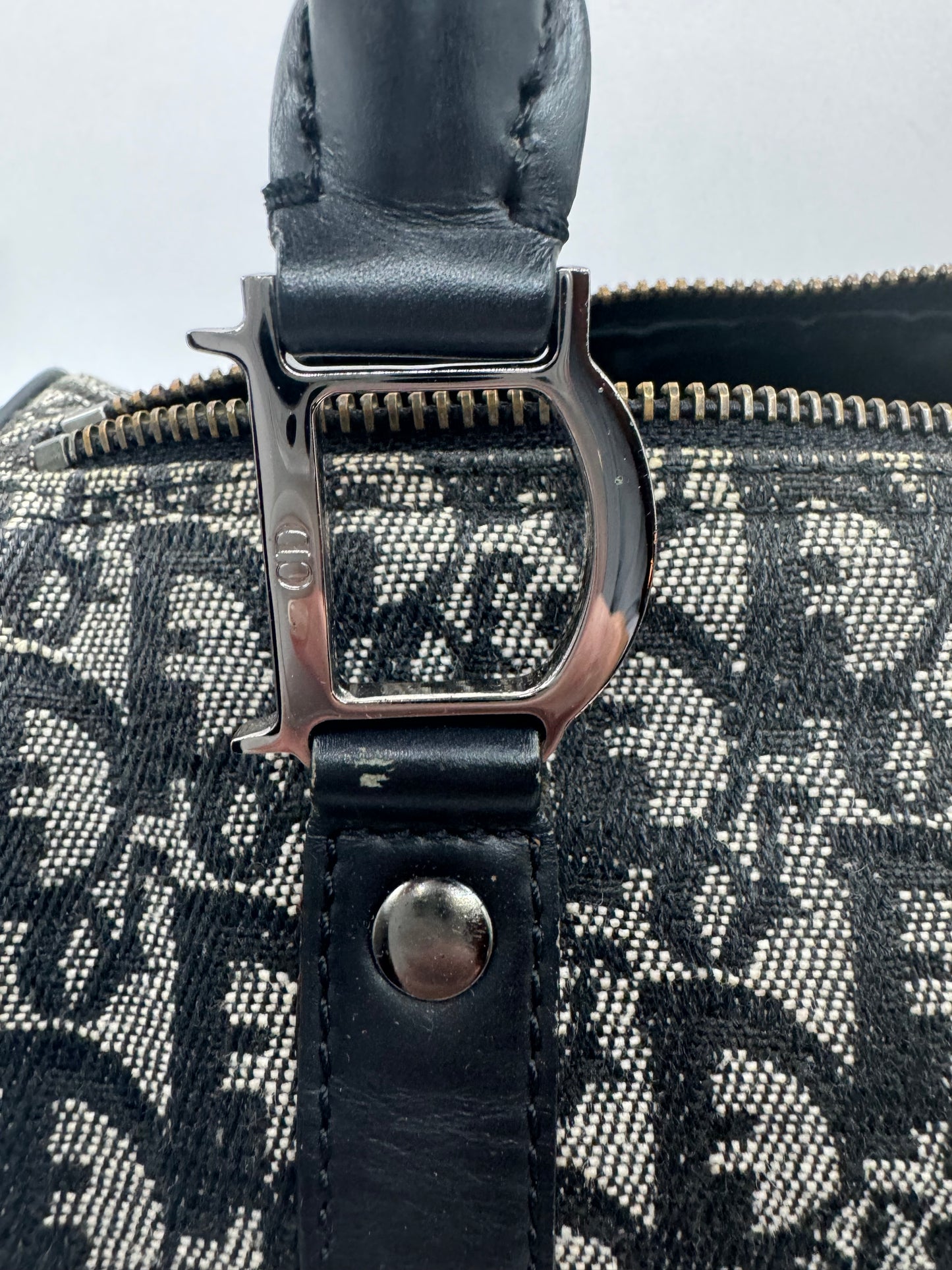 Dior 2004 Vintage Diorissimo Small Trotter Bag Black & Grey Dior print