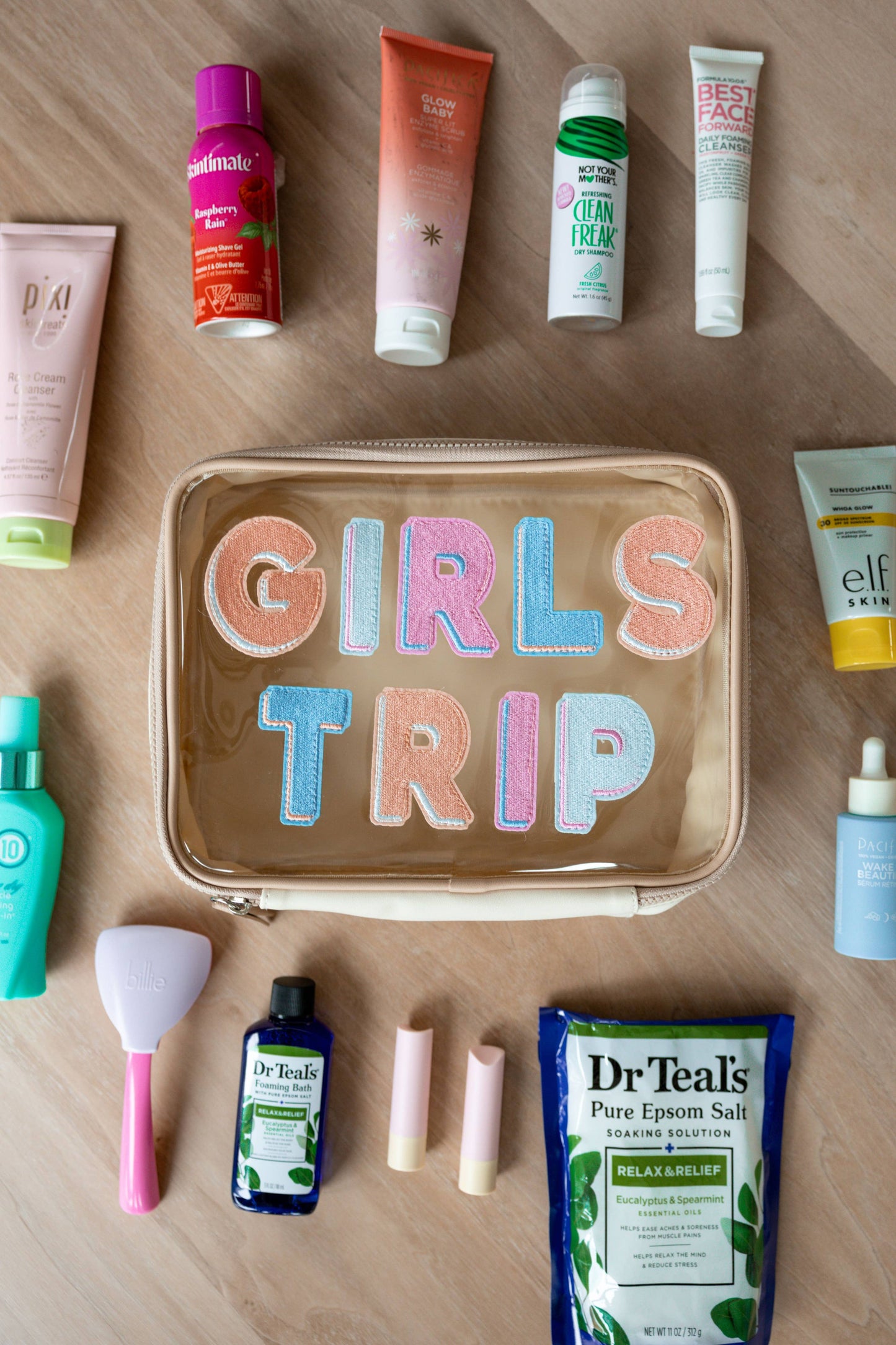 Oversized Cosmetic Bag - Girls Trip (Coral/Pink)