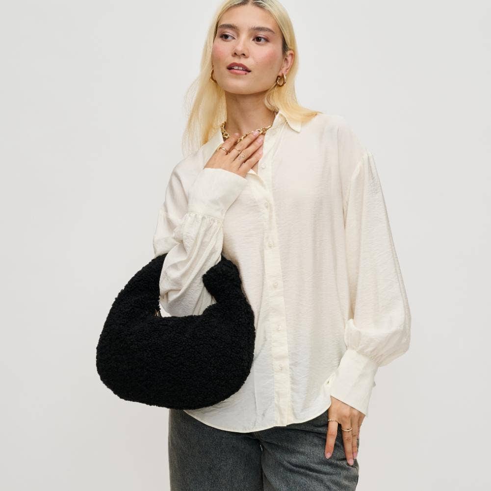 Charlene Sherpa Shearling Shoulder Bag: Tan