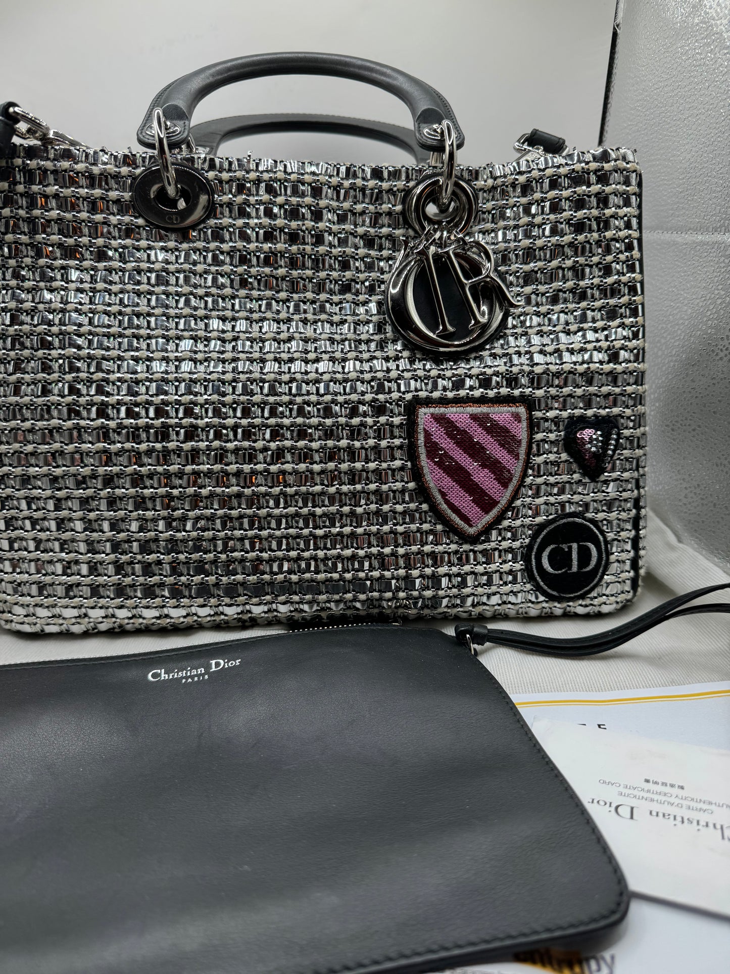 Dior limited edition large metallic tweed Diorissimo Tote