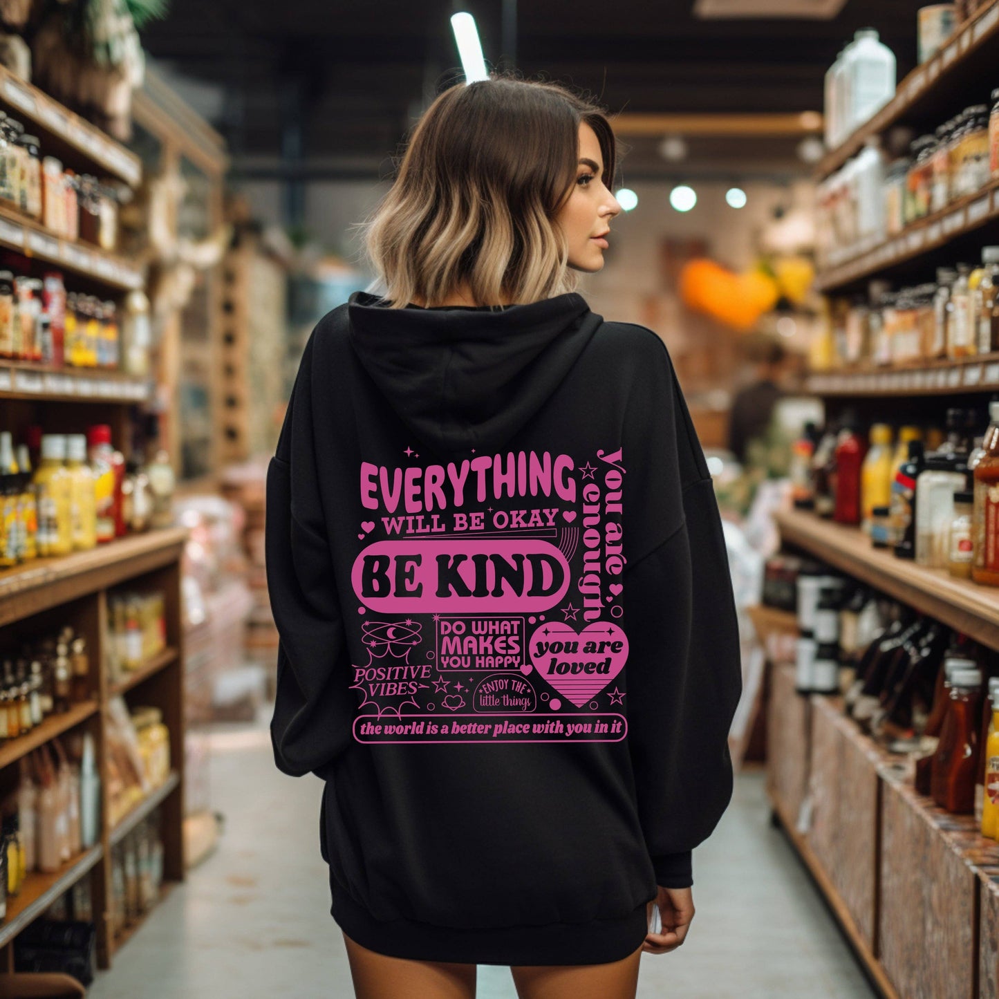 Everything Will Be Okay, Be Kind, Positivity, Kindness, Ment: White / Small
