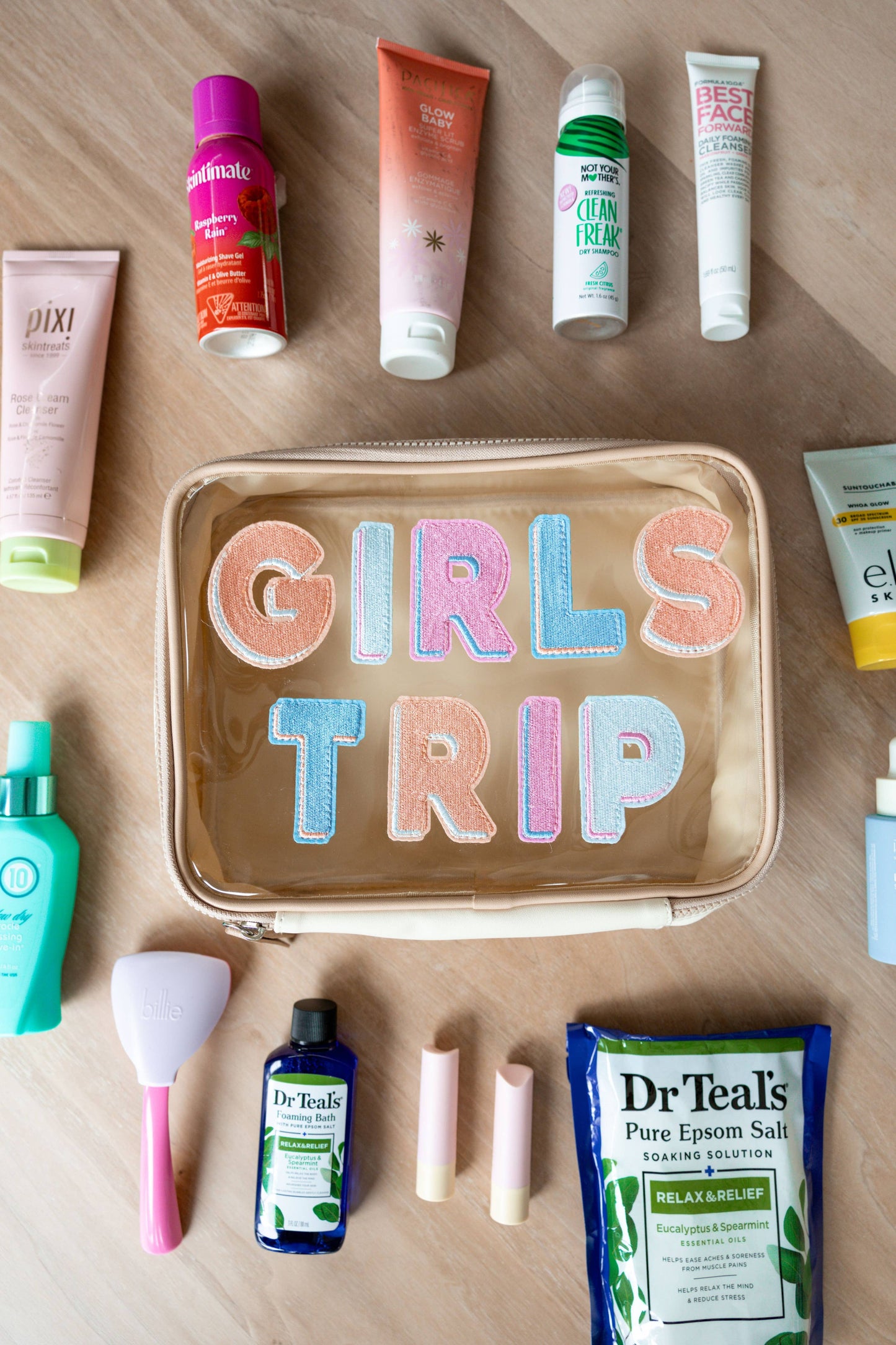 Oversized Cosmetic Bag - Girls Trip (Coral/Pink)