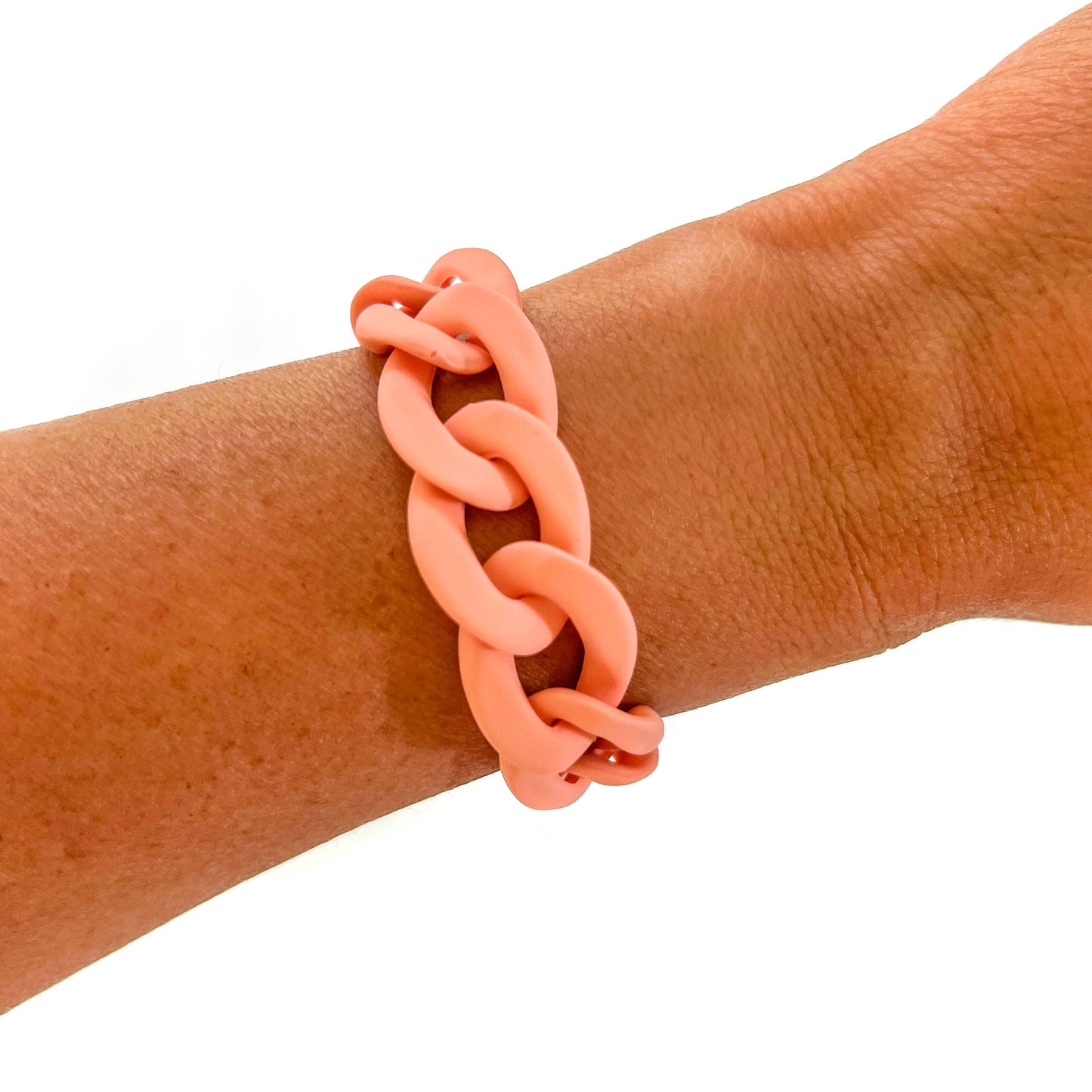 All Chunky Acrylic Chain Link Bracelet: Gold Carmel