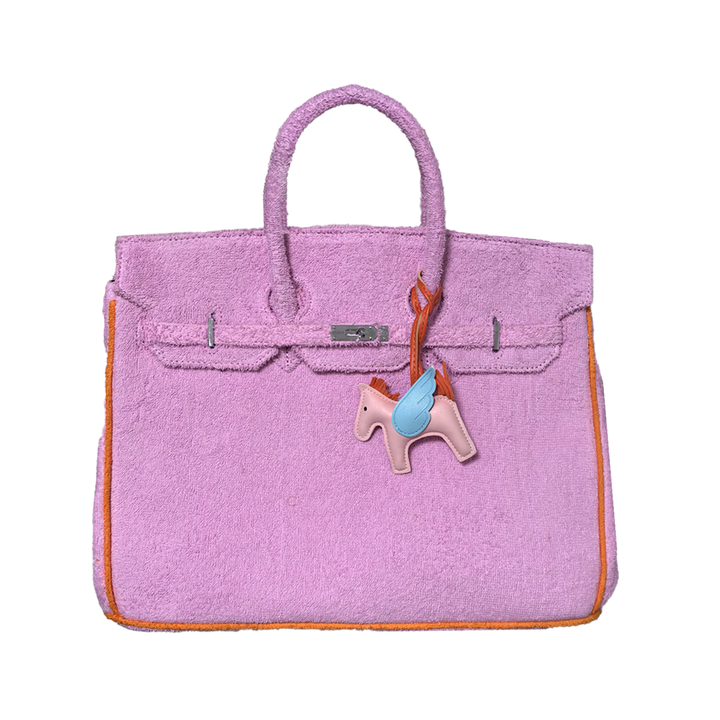 Hampton's "Designer" Inspired Tote Bag - Khaki/Orange