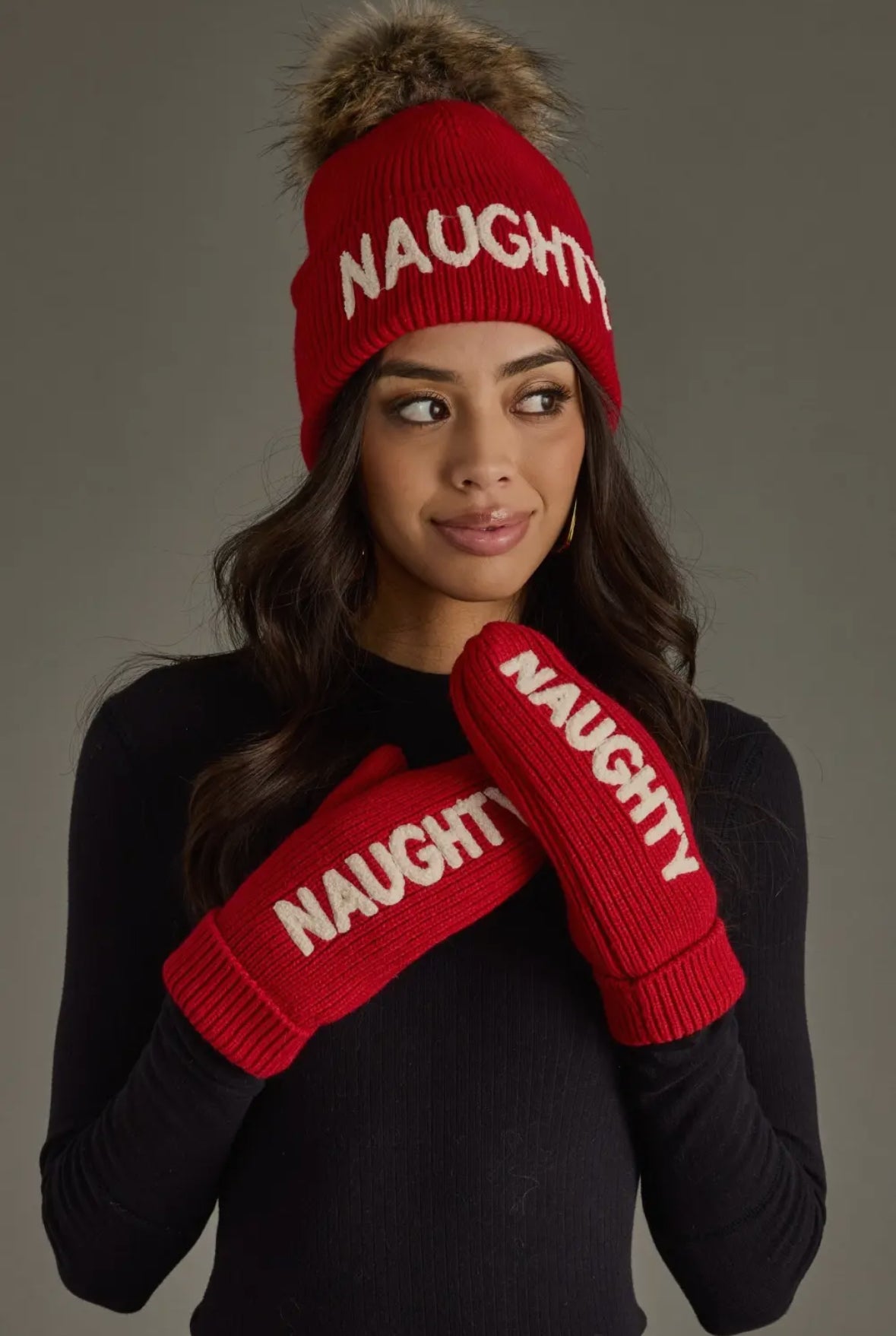 Winter Knit Hat & Mittens Set