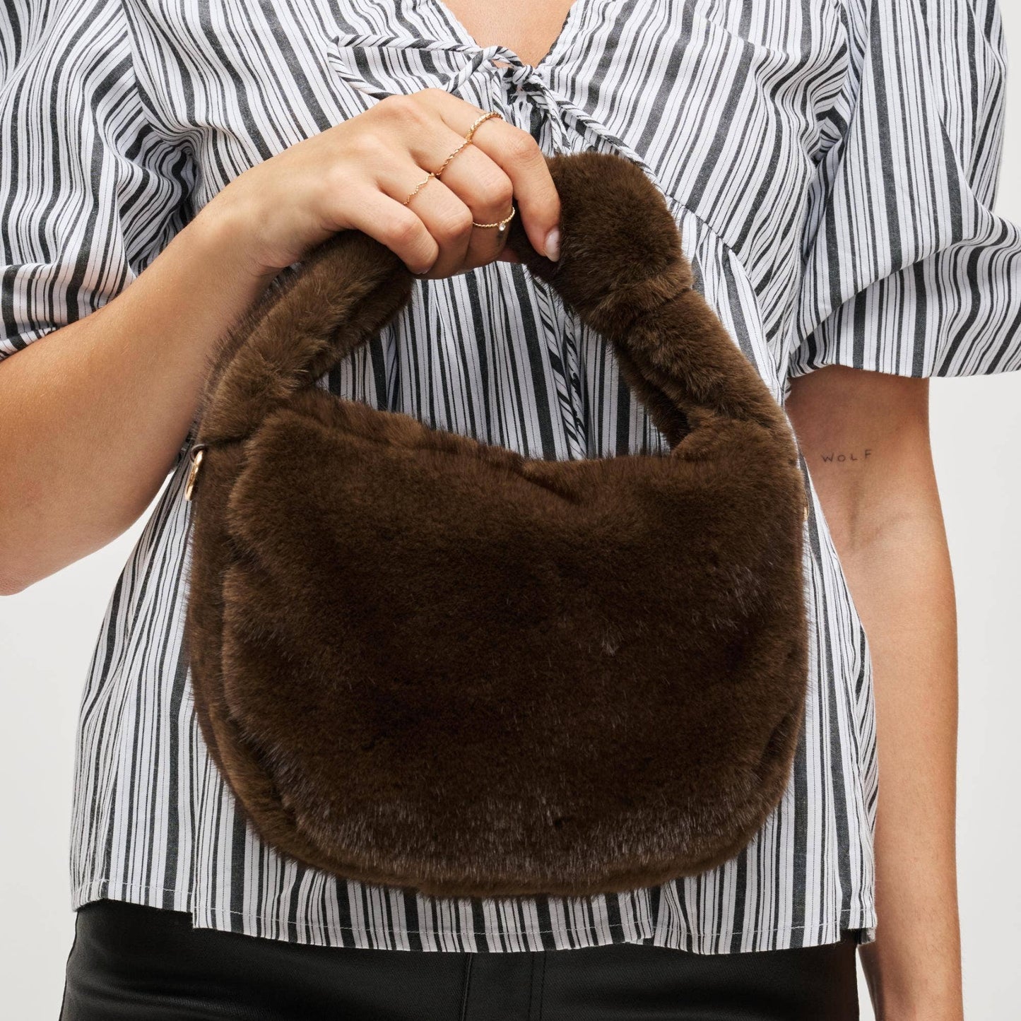 Monica - Faux Fur Crossbody: Black
