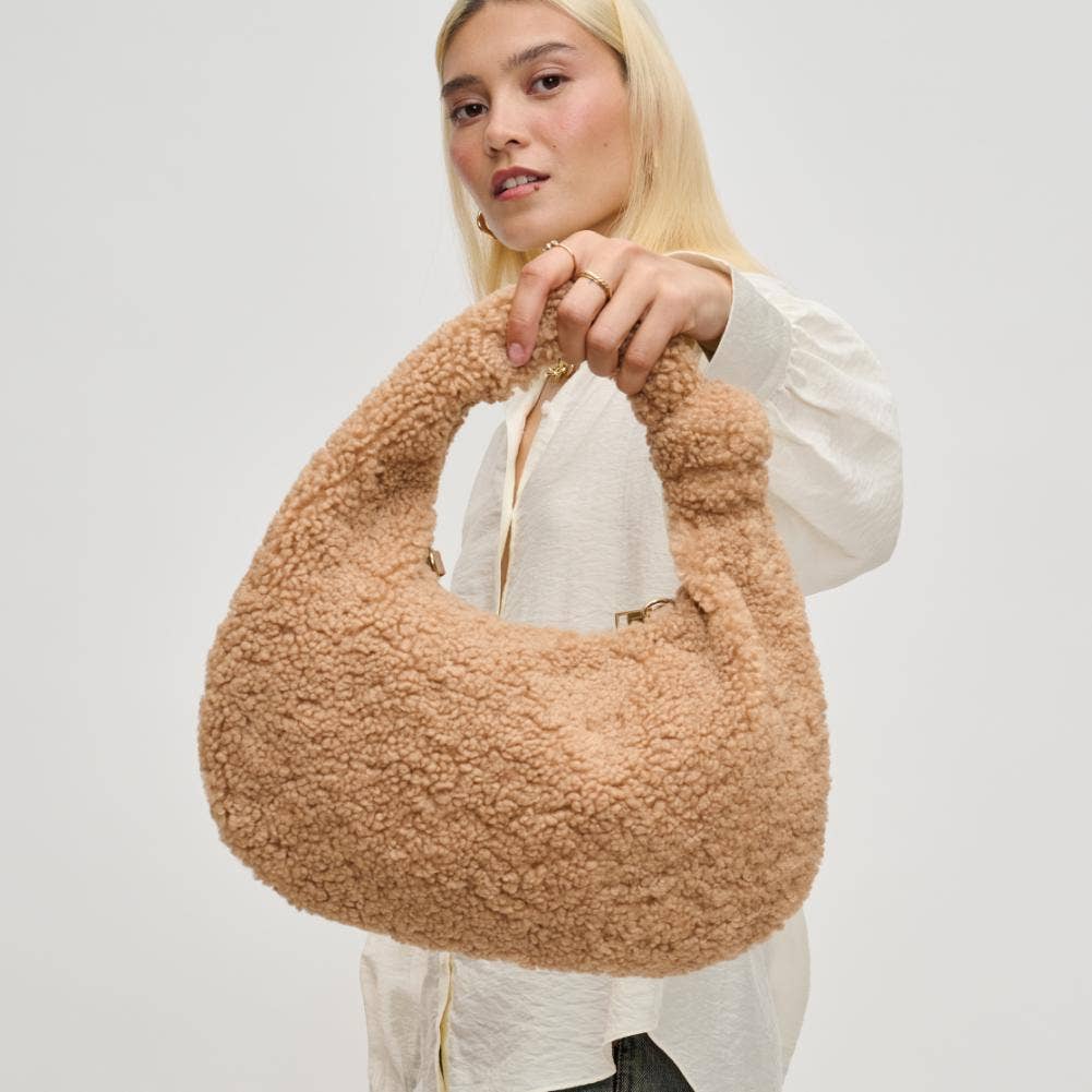 Charlene Sherpa Shearling Shoulder Bag: Tan