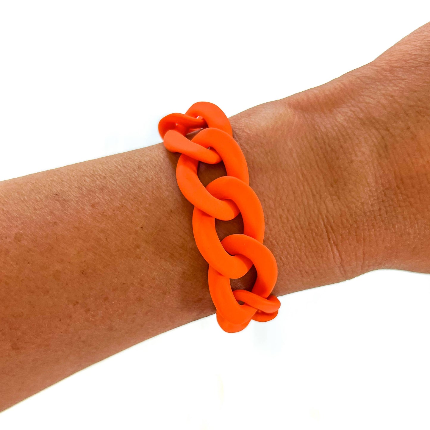 All Chunky Acrylic Chain Link Bracelet: Gold Carmel