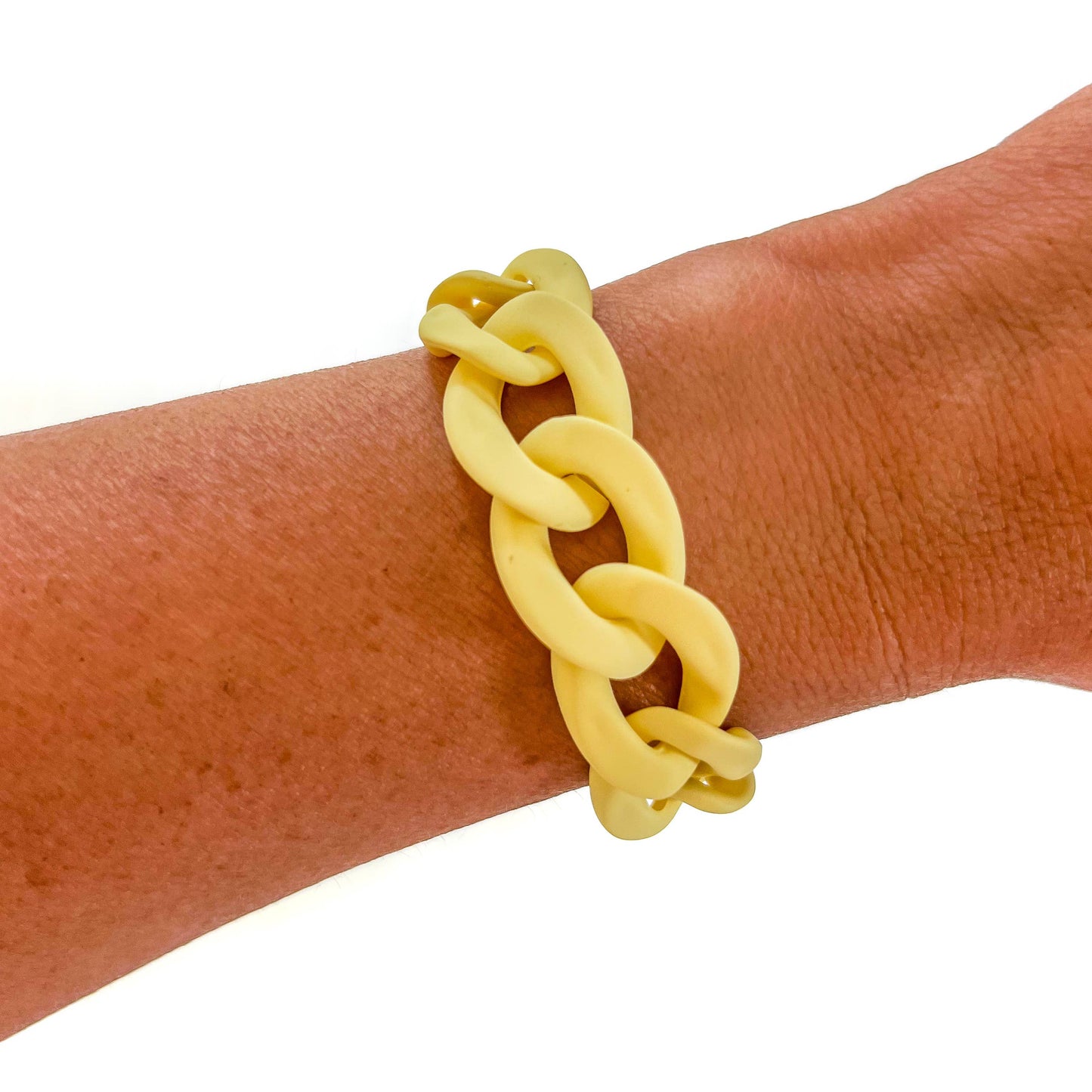 All Chunky Acrylic Chain Link Bracelet: Gold Carmel