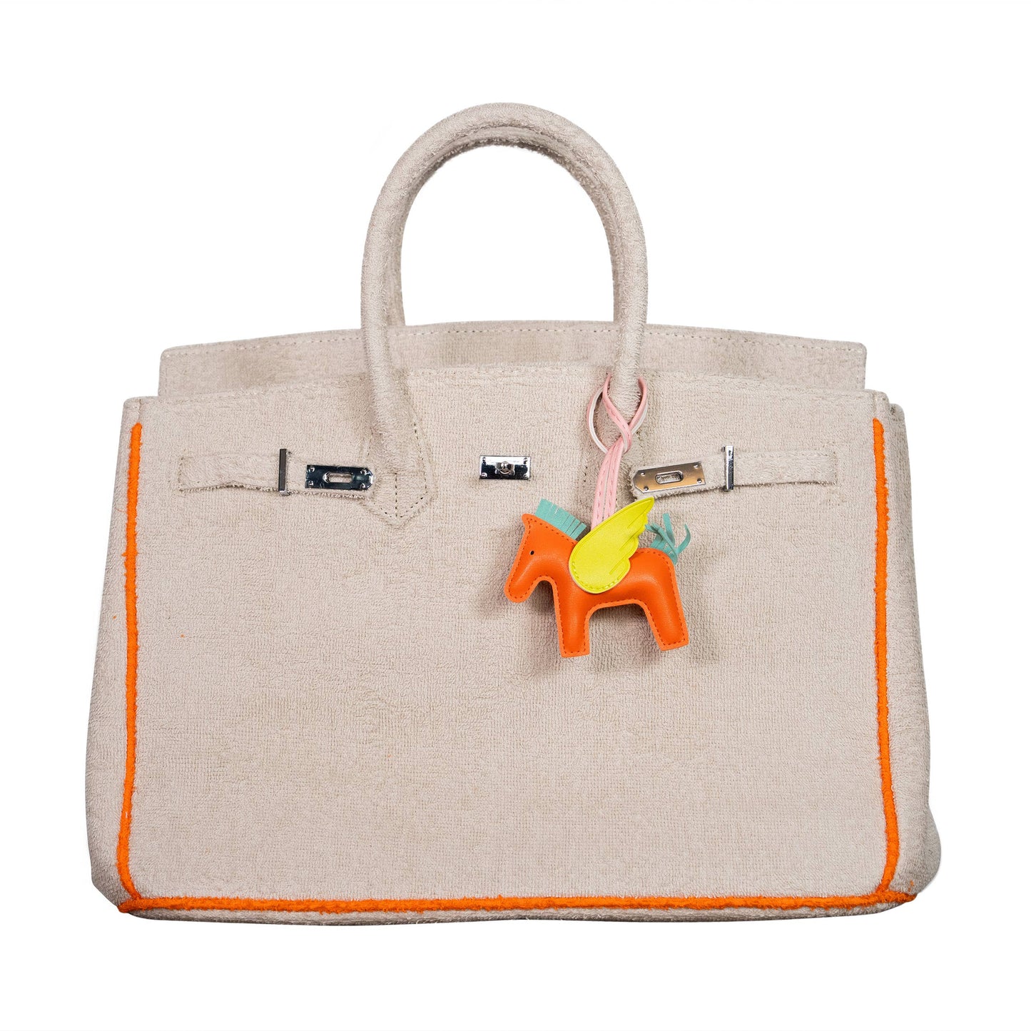 Hampton's "Designer" Inspired Tote Bag - Orange/Pink