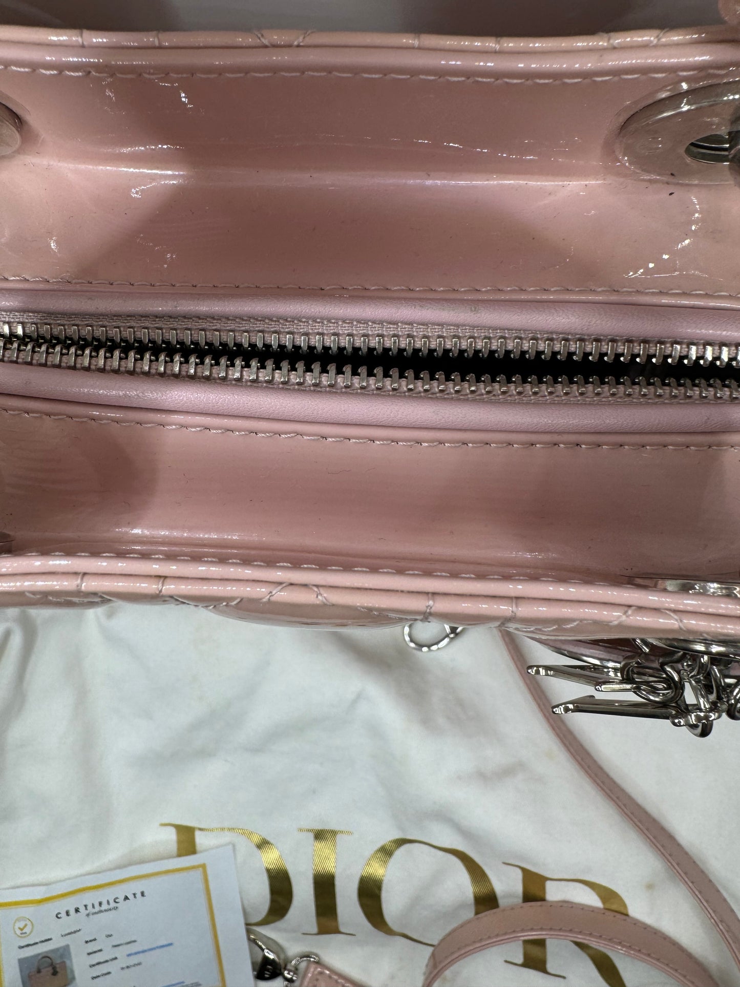 Dior Lady Dior Large Light Pink Patent with SHW
