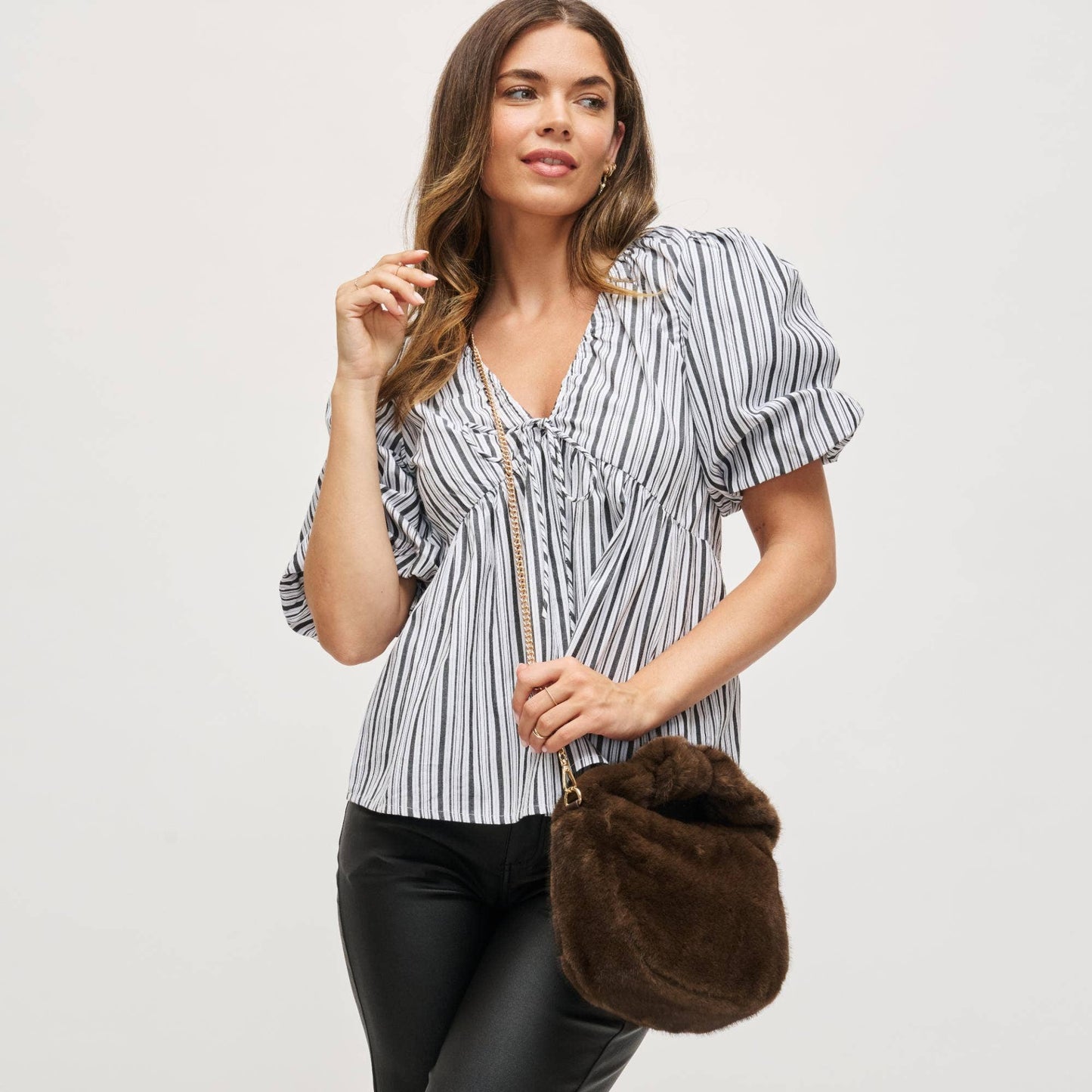 Monica - Faux Fur Crossbody: Leopard