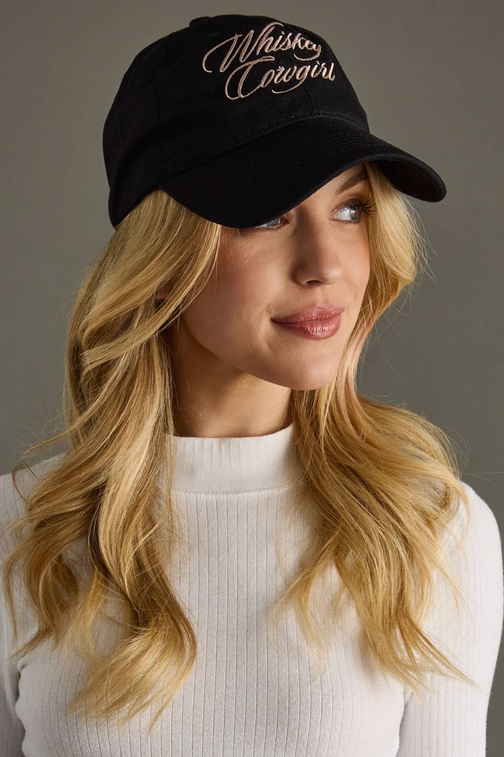 Black Whiskey Cowgirl Baseball Hat