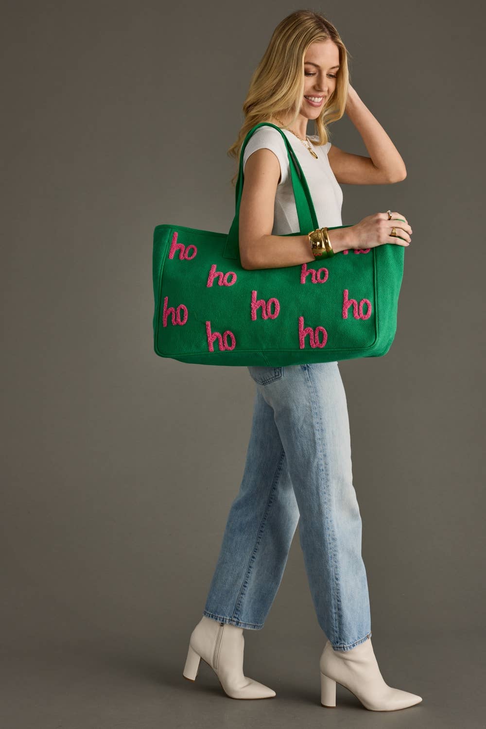 Green & Pink Ho Ho Ho Tote