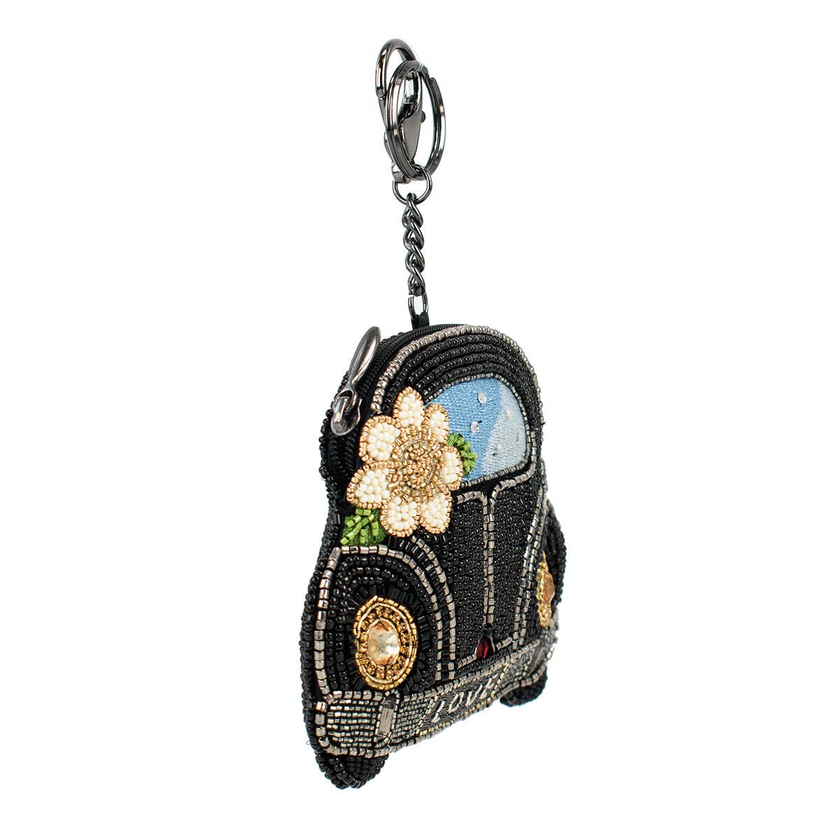 On the Road Black Car White Flower Coin Purse