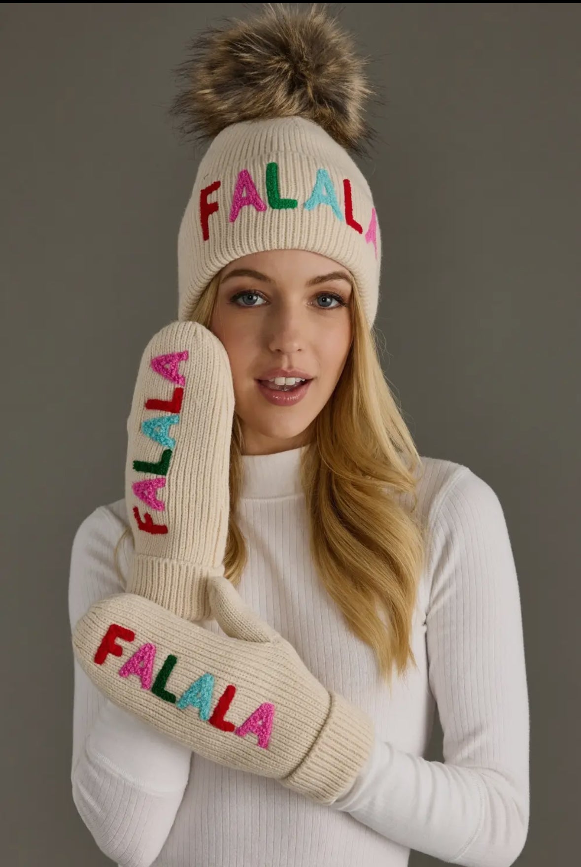 Winter Knit Hat & Mittens Set