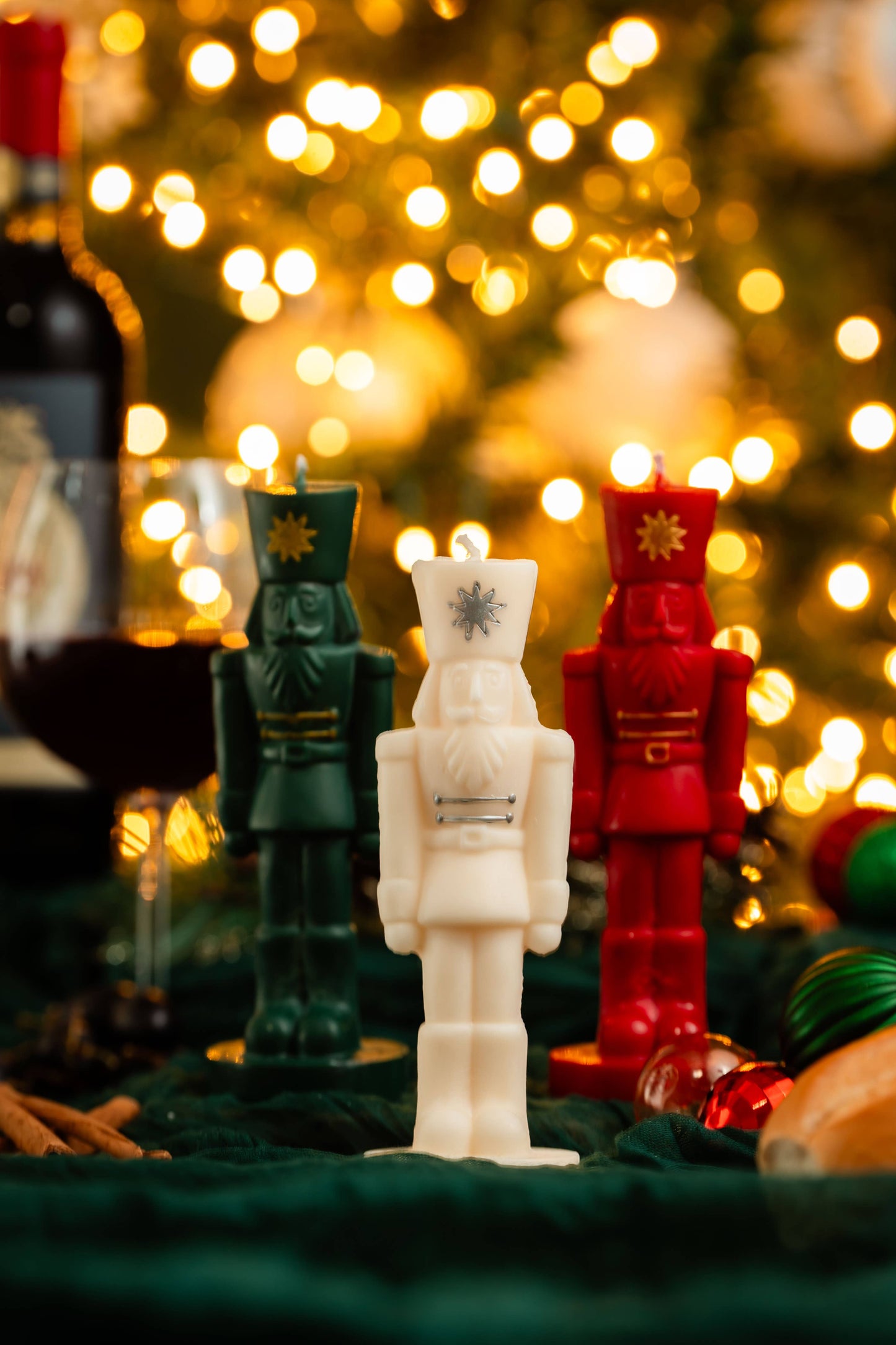 Nutcracker Candle | Christmas candle | Soy Wax Candle: Green / Citrus / Gold Painted