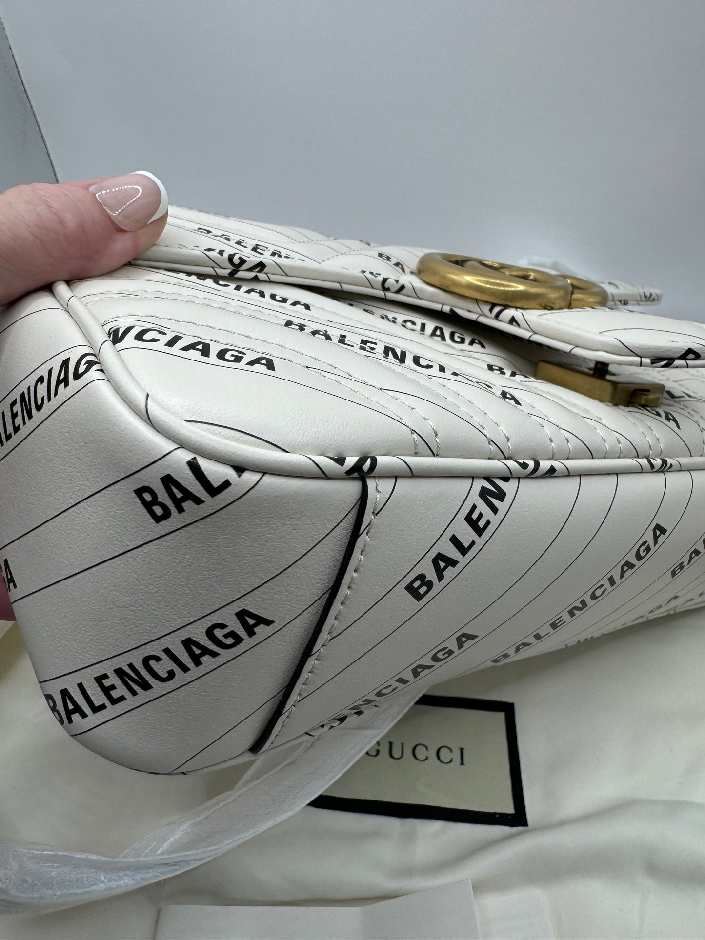 Gucci x Balenciaga The Hacker GG Marmont Creamy white & black GHW - with tags