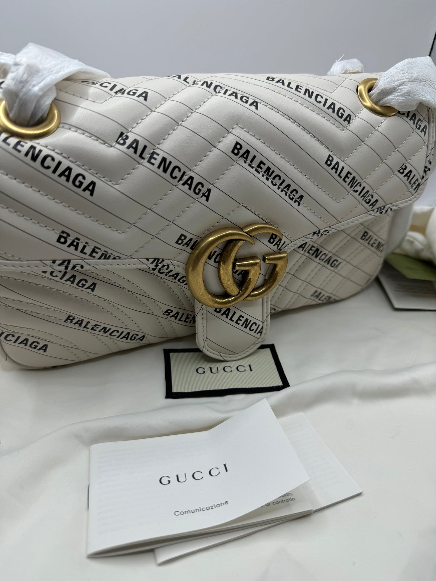 Gucci x Balenciaga The Hacker GG Marmont Creamy white & black GHW - with tags