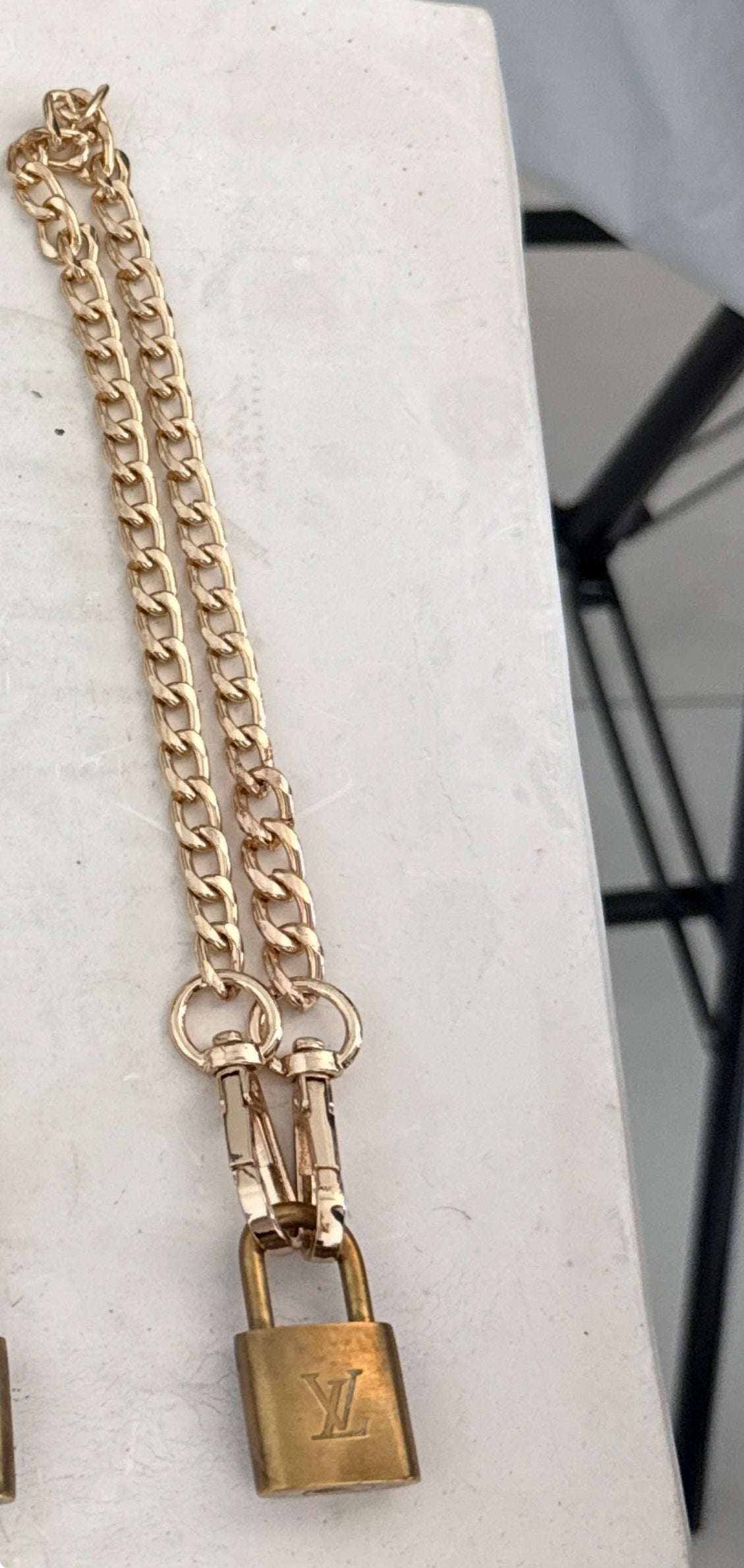 Louis Vuitton Padlock Necklace – Authentic Lock on Gold-Tone Chain