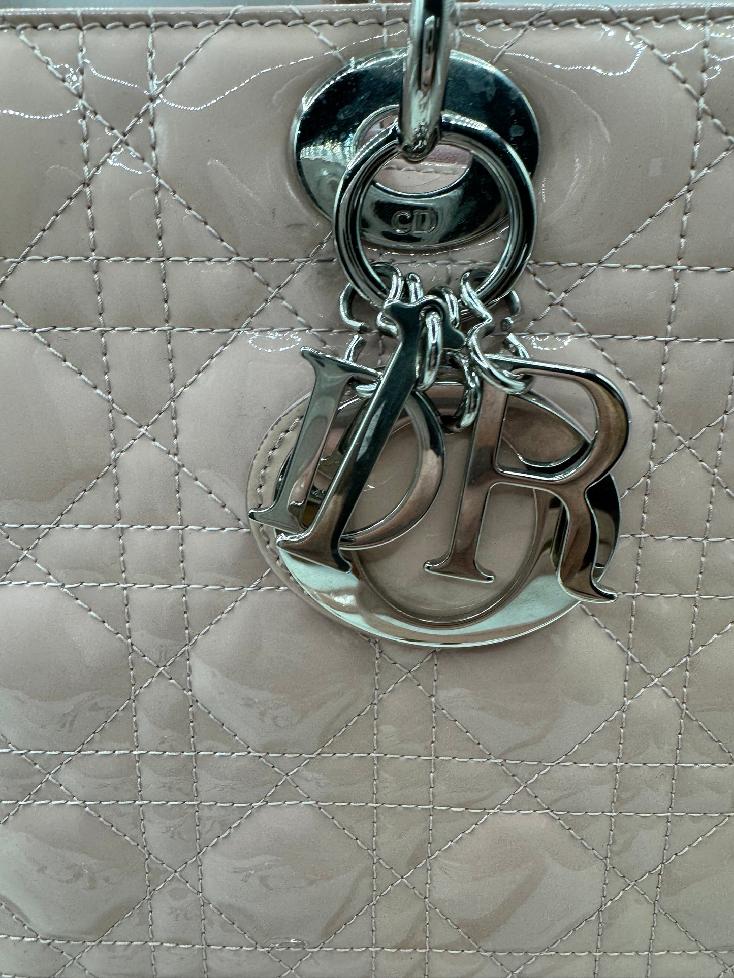 Dior Lady Dior Large Light Pink Patent with SHW