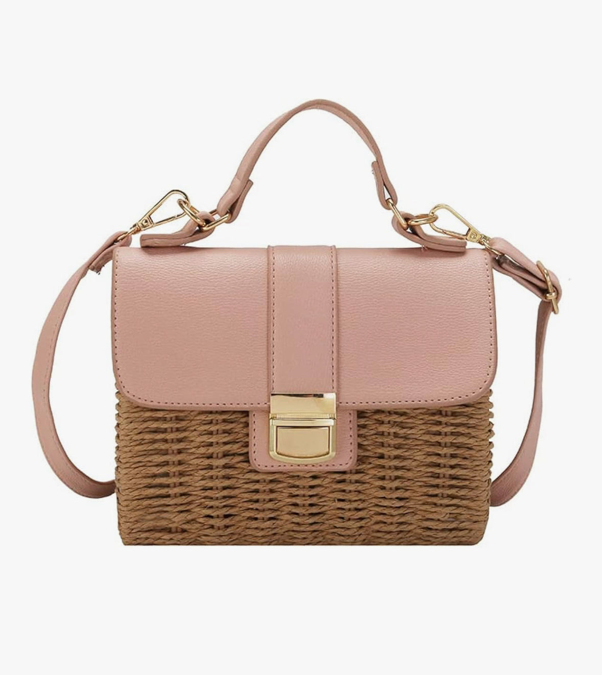 Straw Crossbody Top Handle Bag
