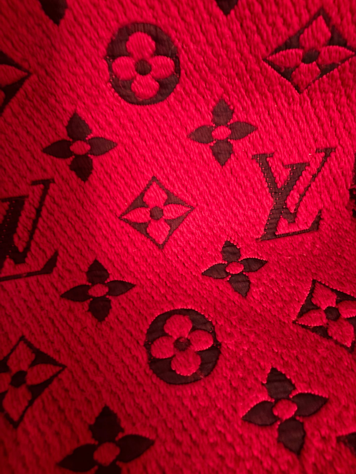 Louis Vuitton Red Wool Logomania Knit Scarf