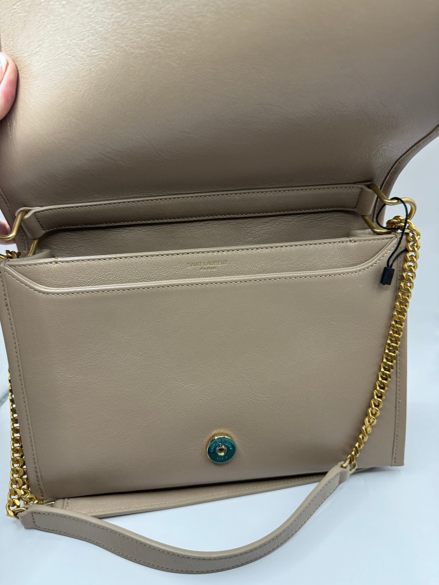YSL Quilted Small Becky Bag dark beige