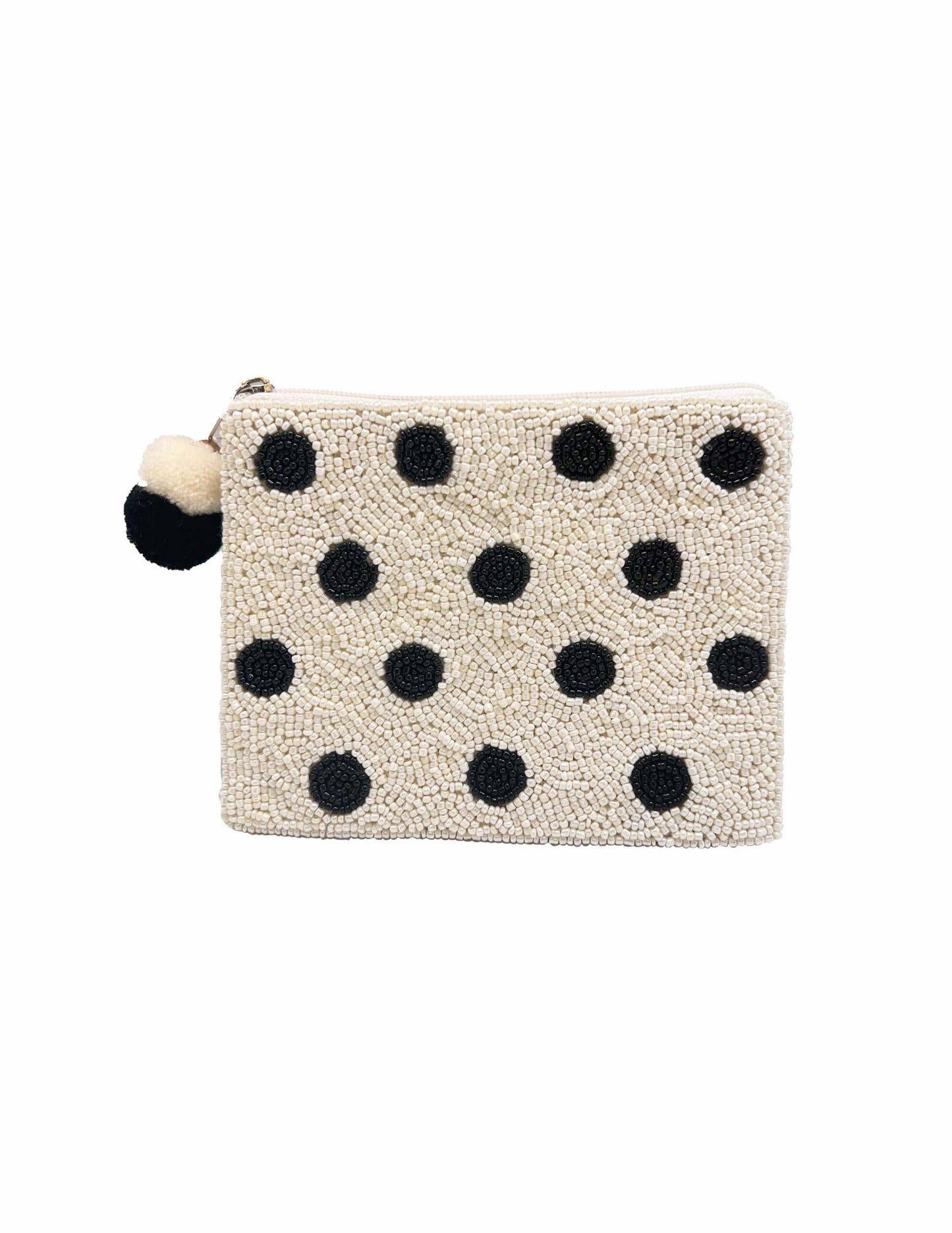 White Black Polka Dots Coin Purse LAC-CP-1136