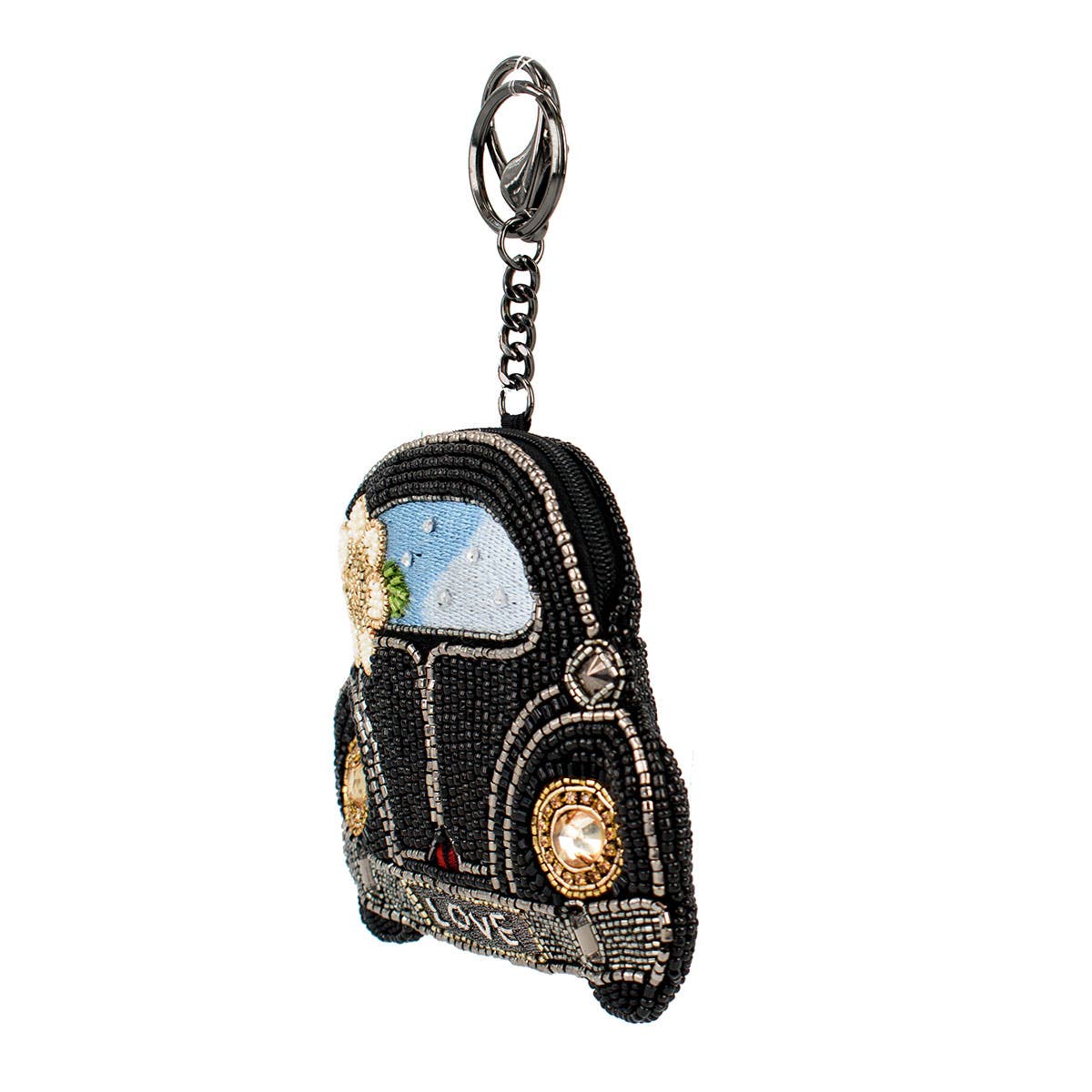 On the Road Black Car White Flower Coin Purse
