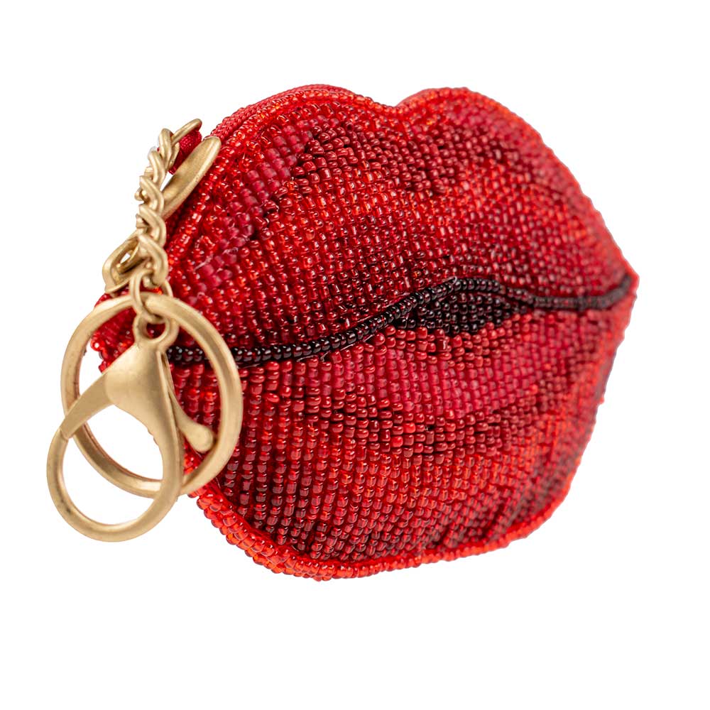 XOXO Beaded Lips Coin Purse/Key Fob