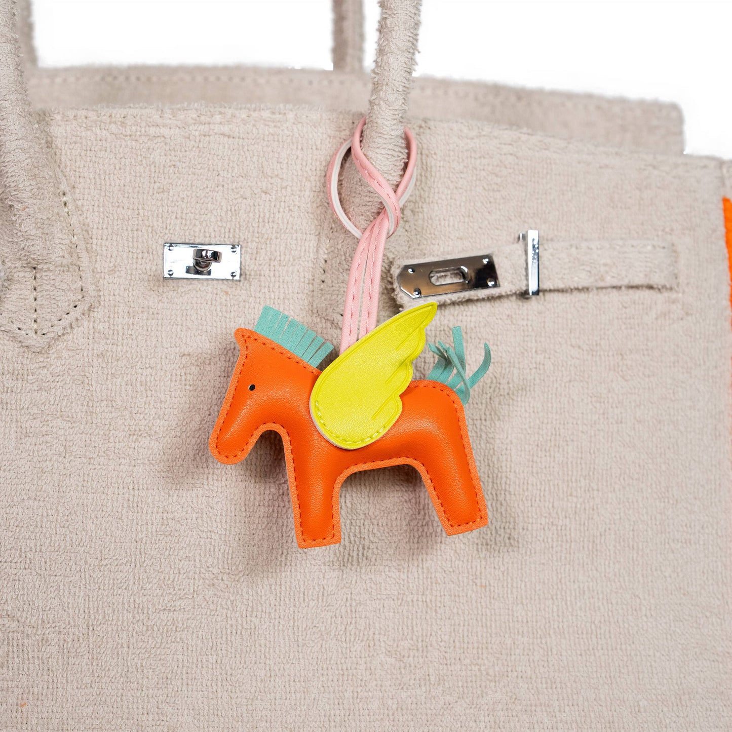 Hampton's "Designer" Inspired Tote Bag - Orange/Pink