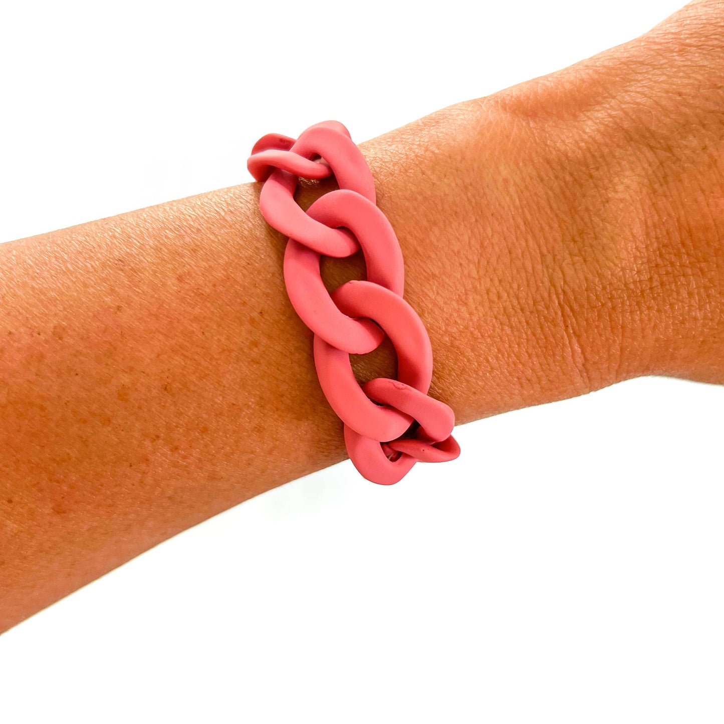 All Chunky Acrylic Chain Link Bracelet: Gold Carmel