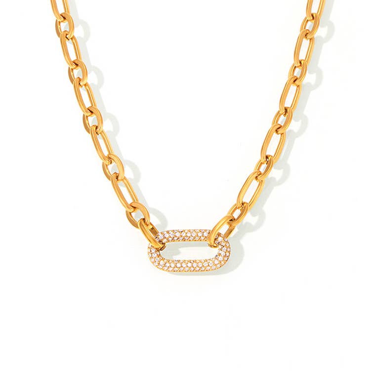 CZ Pave Oval Paper Clip Bracelet: Bracelet
