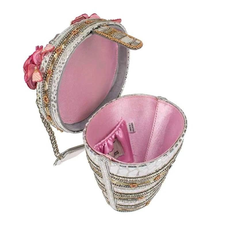 Champagne on Ice Beaded Bottle and Bucket Top-Handle Bag