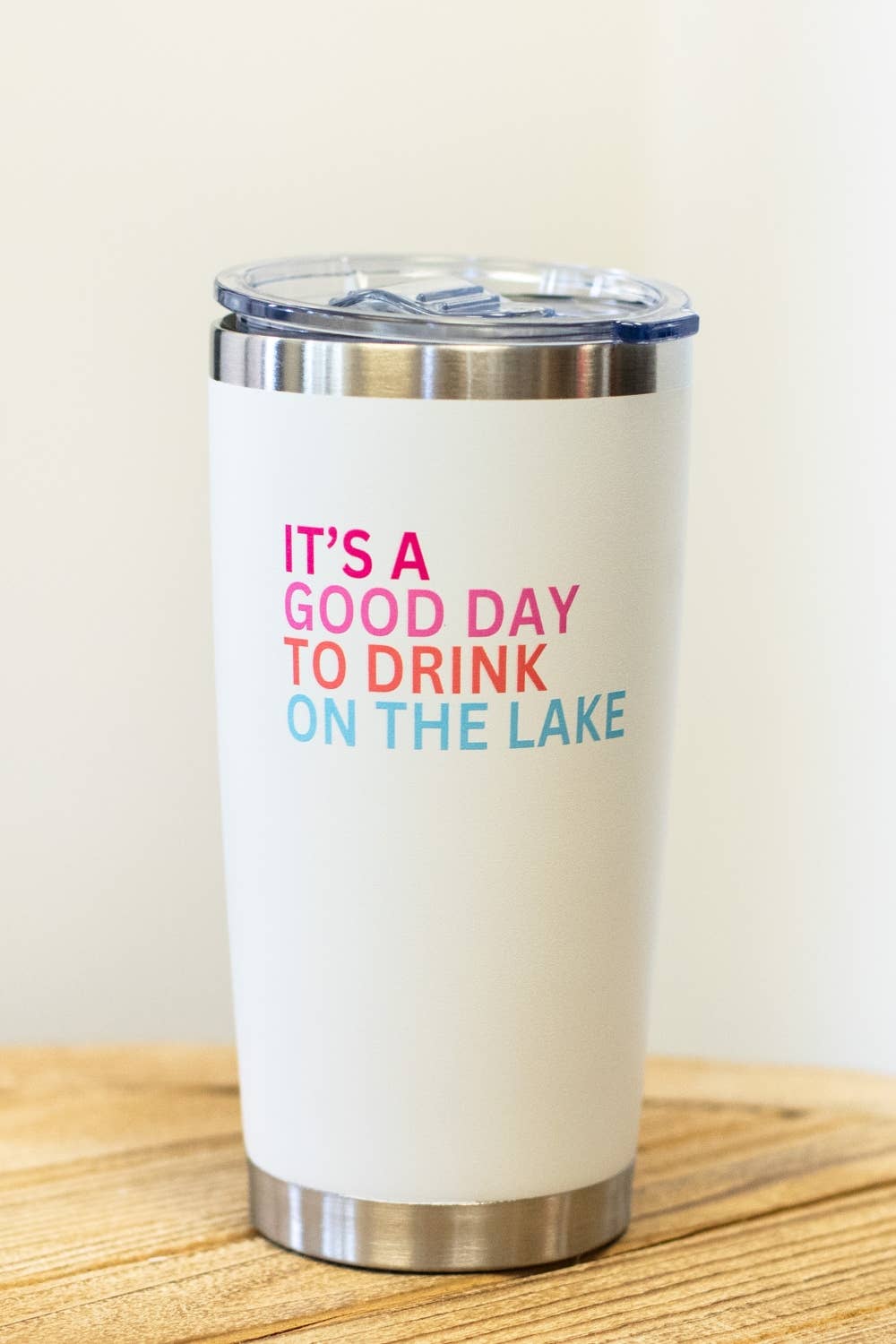 20oz White Drink On The Lake Tumbler