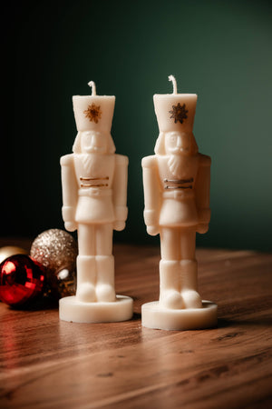 Nutcracker Candle | Christmas candle | Soy Wax Candle: Green / Citrus / Gold Painted