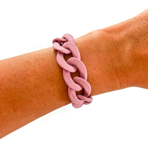 All Chunky Acrylic Chain Link Bracelet: Matte Burgundy Brown