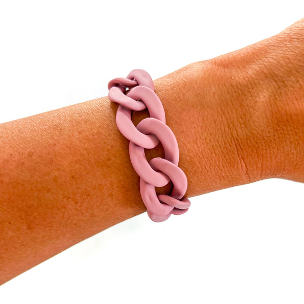 All Chunky Acrylic Chain Link Bracelet: Matte Burgundy Brown