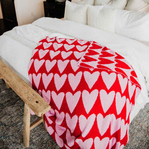 Girly Red Hearts Valentine's Oversized Throw Blanket: Hot Pink