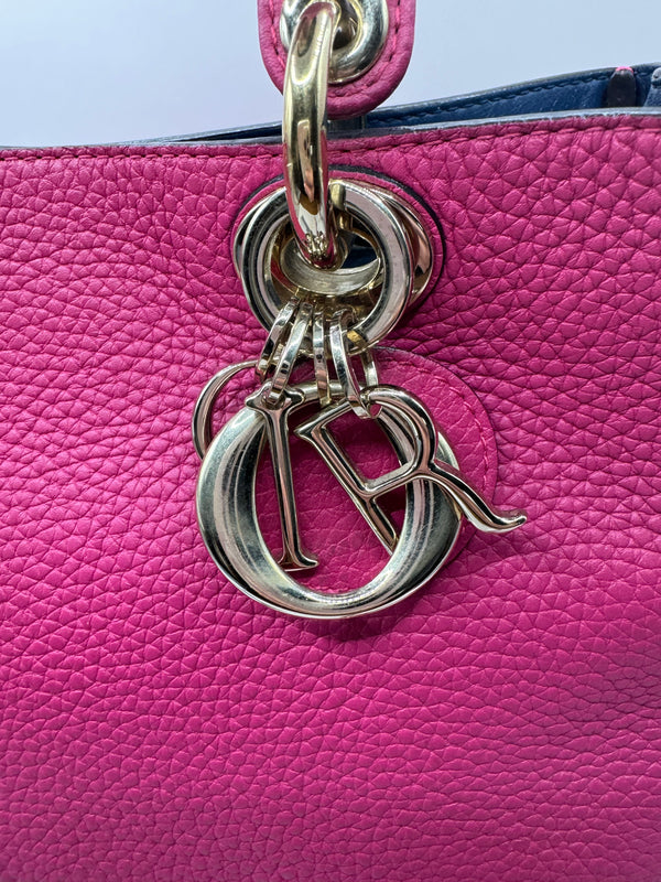 Dior Hot Pink w/ navy interior Mini Diorissimo small tote with GHW