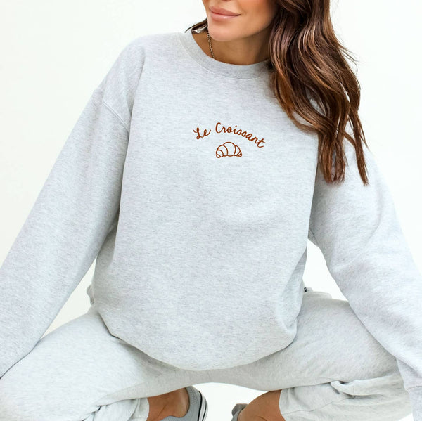 Le Croissant Sweatshirt Foodie Aesthetic French Crewneck: White / Small