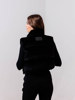 Alps Velvet Down Vest — Black (Medium or Large)