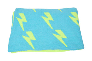 Smiley Face & Lightning Plush Throw Blankets Christmas Smiley Face Neon Fuchsia & New Sky Blue