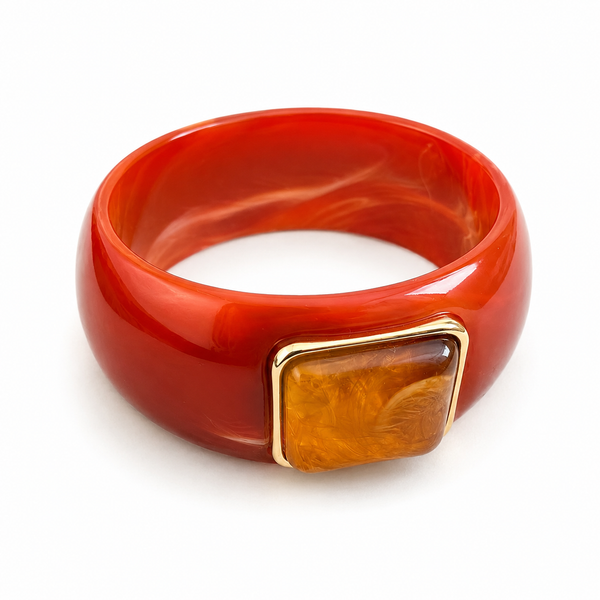 Vintage Acrylic Square Ombré Bangle | Wine Amber