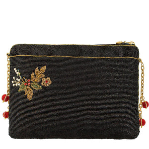 Holiday Magic Santa Beaded And Embroidered Crossbody Handbag