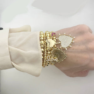 Serephena Love Stack of Beaded Bracelets: Yellow Gold and Silver