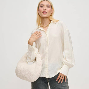 Charlene Sherpa Shearling Shoulder Bag: Tan