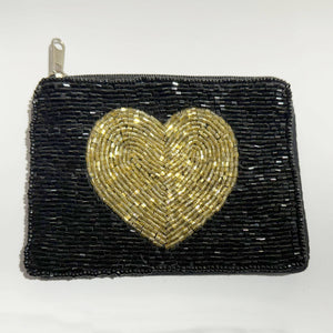 HEART Beaded Coin Purse